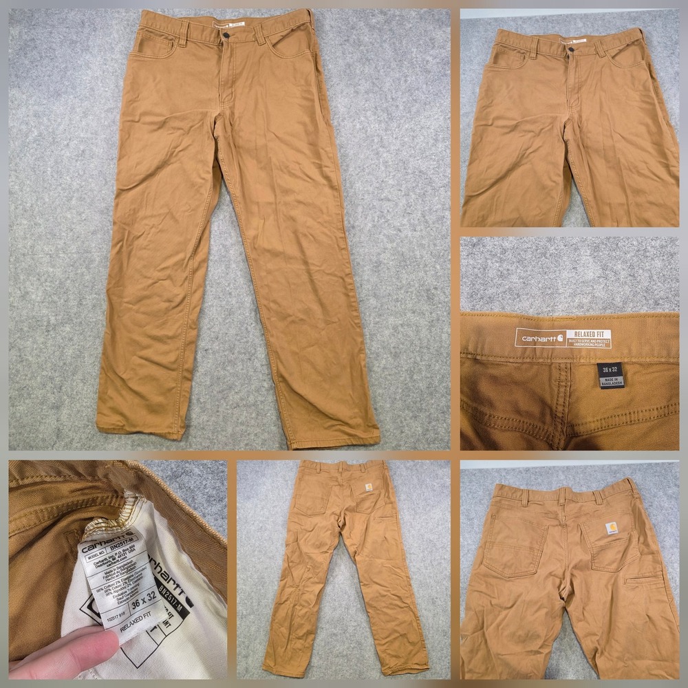 Carhartt Rugged Flex Pants Mens 36x32 Brown Relaxed Fit Canvas Workwear Utility